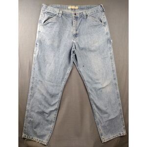 Vintage Lee Carpenter Jeans 38x32 Baggy Wide Leg‎ Distressed Denim Dungarees 90s